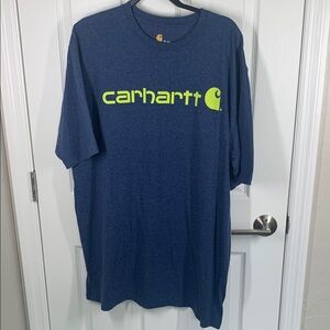 Carhartt T-shirt blue with green lettering size XL Tall